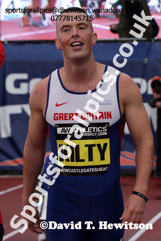 Richard Kilty after the 150 metres, Great North CityGames. Photo: David T. Hewitson/Sports for All Pics